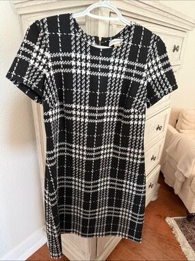 Calvin Klein Black & White Plaid Short Dress